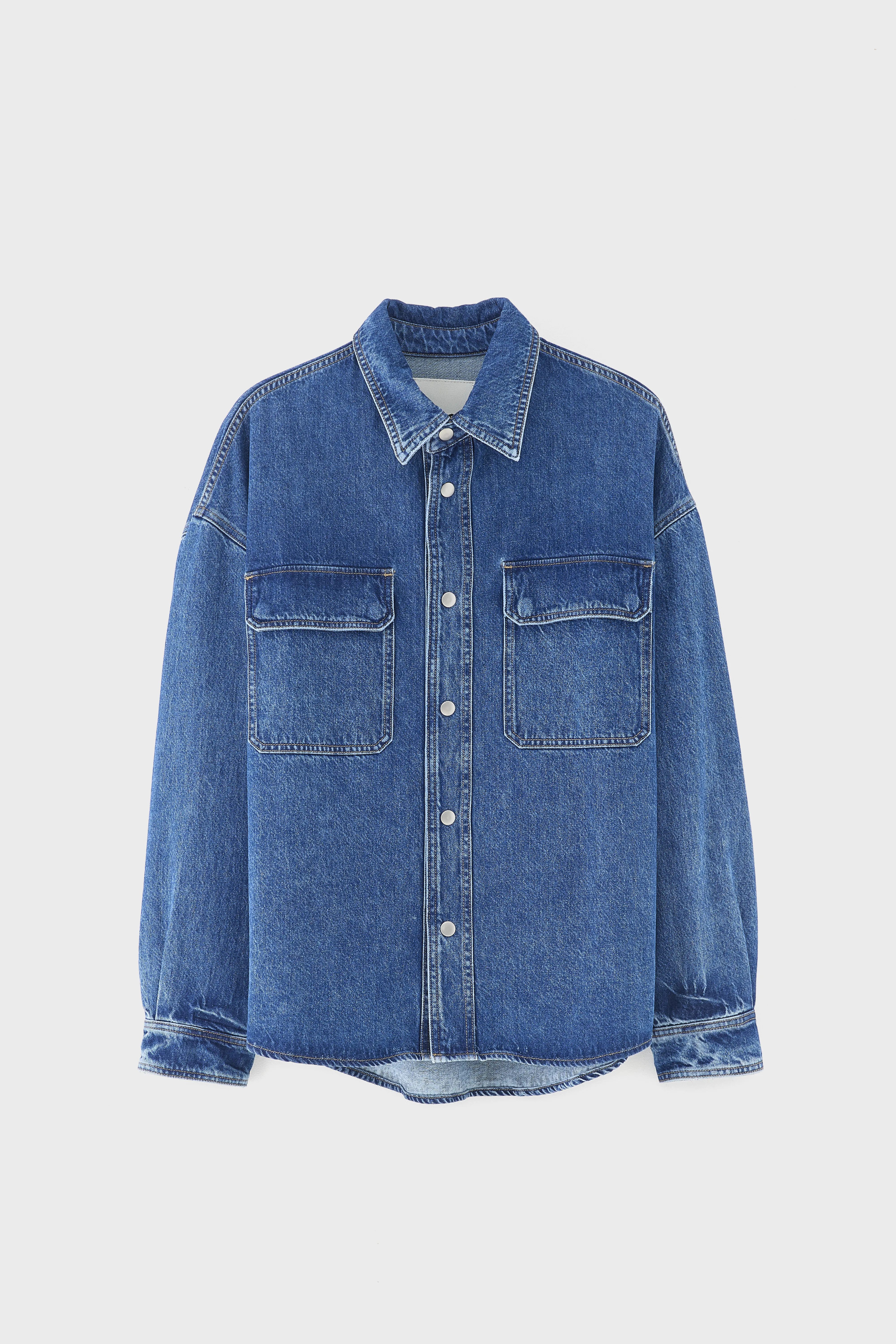 Poach denim overshirt (261 / M / MD BLUE MARBLE) - Image 8