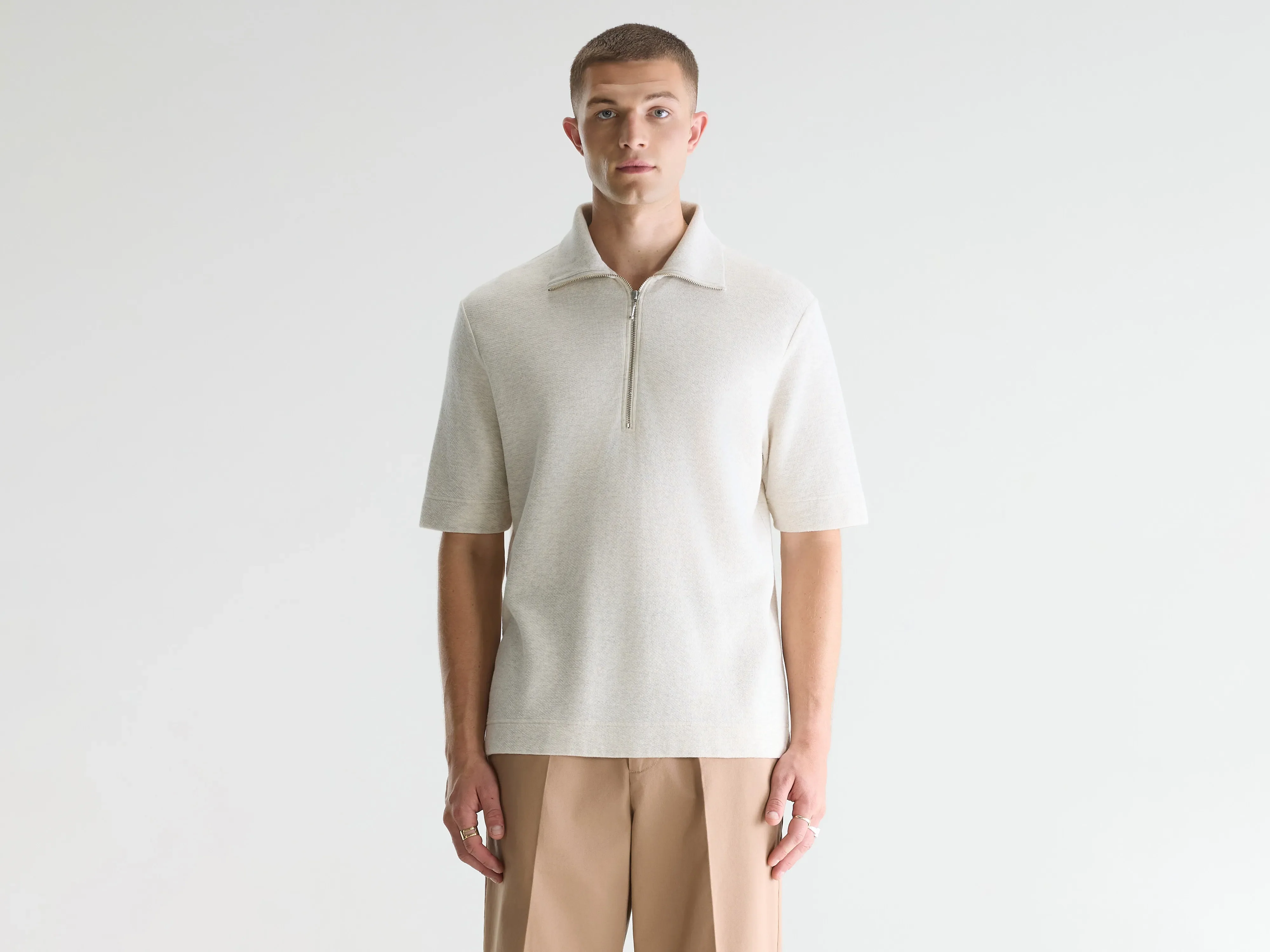 Silas zipped polo  (261 / M / OYSTER)