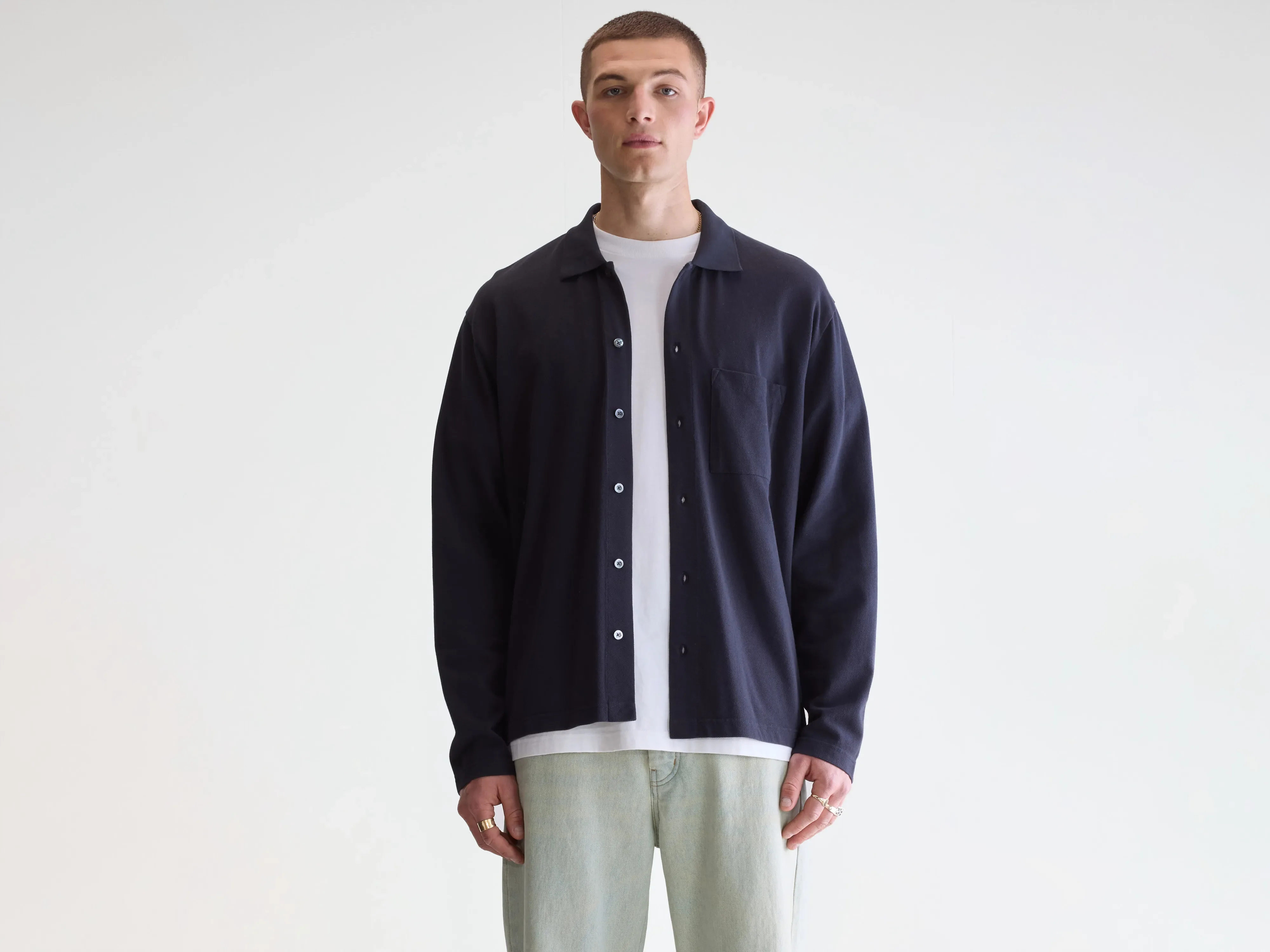 Vision long-sleeve navy polo (252 / M / NAVY)