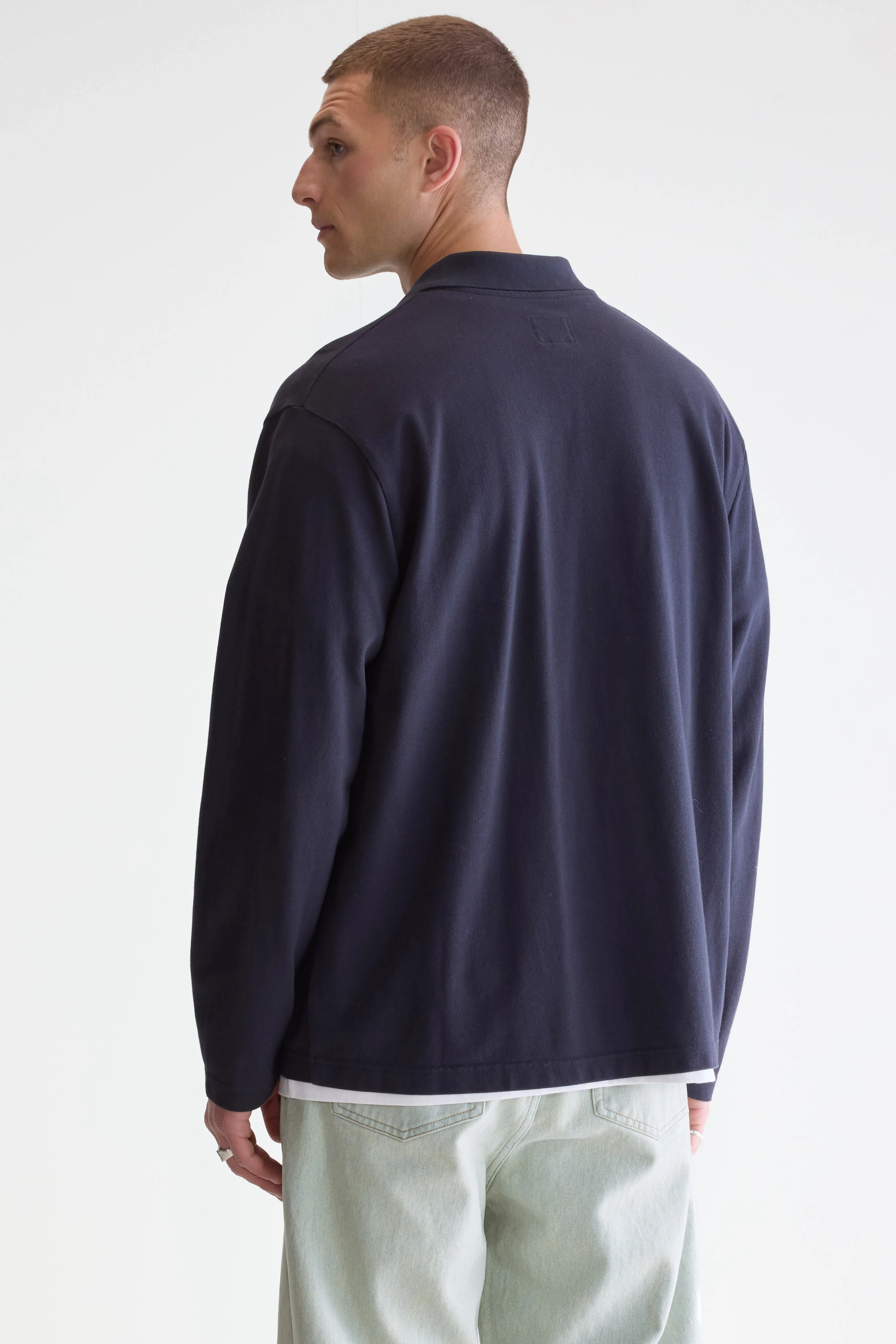 Vision long-sleeve navy polo (252 / M / NAVY) - Image 4