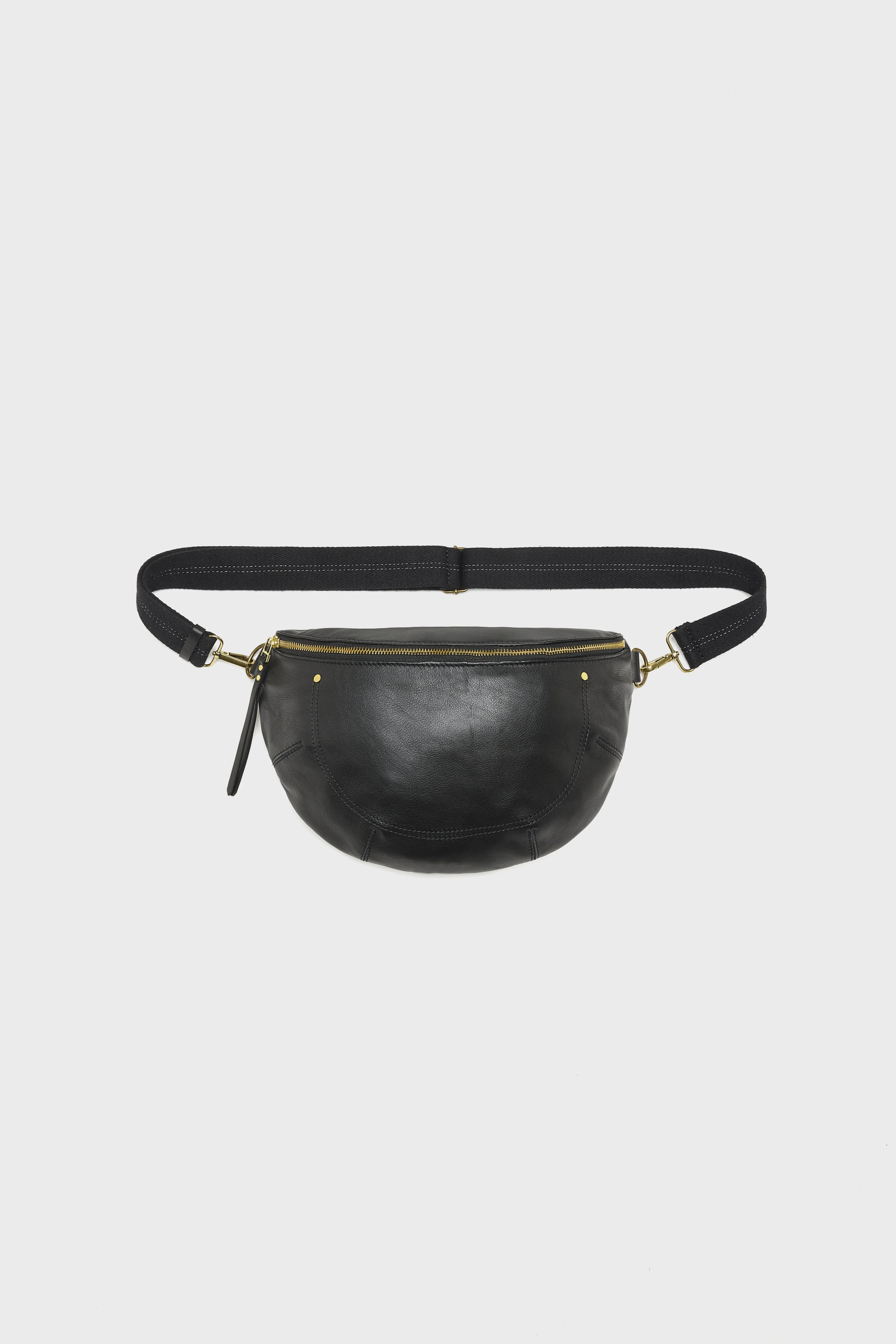Souply black leather sling bag (252 / W / BLACK) - Image 4