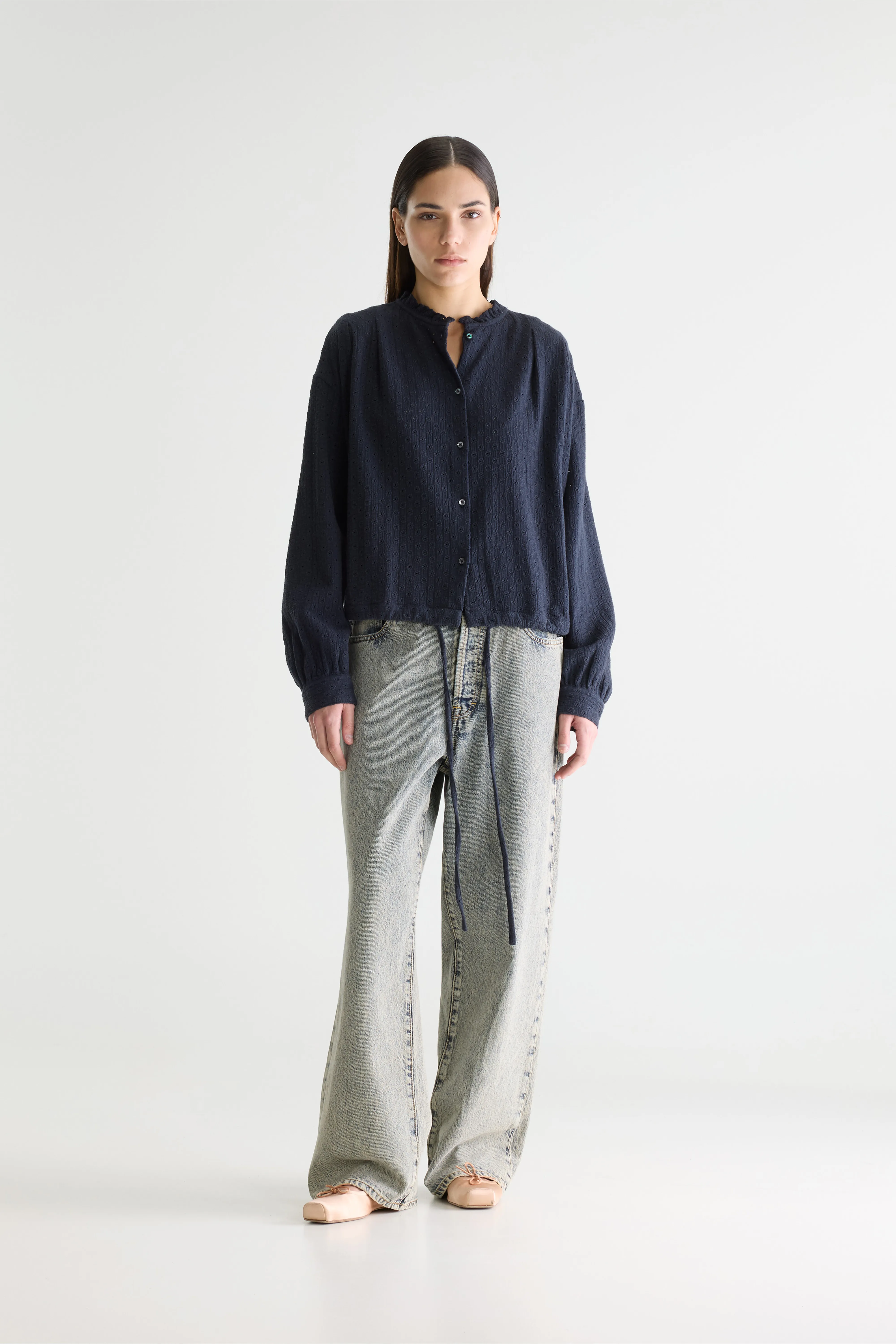 Chelsy embroidered blouse (261 / W / NAVY) - Image 3