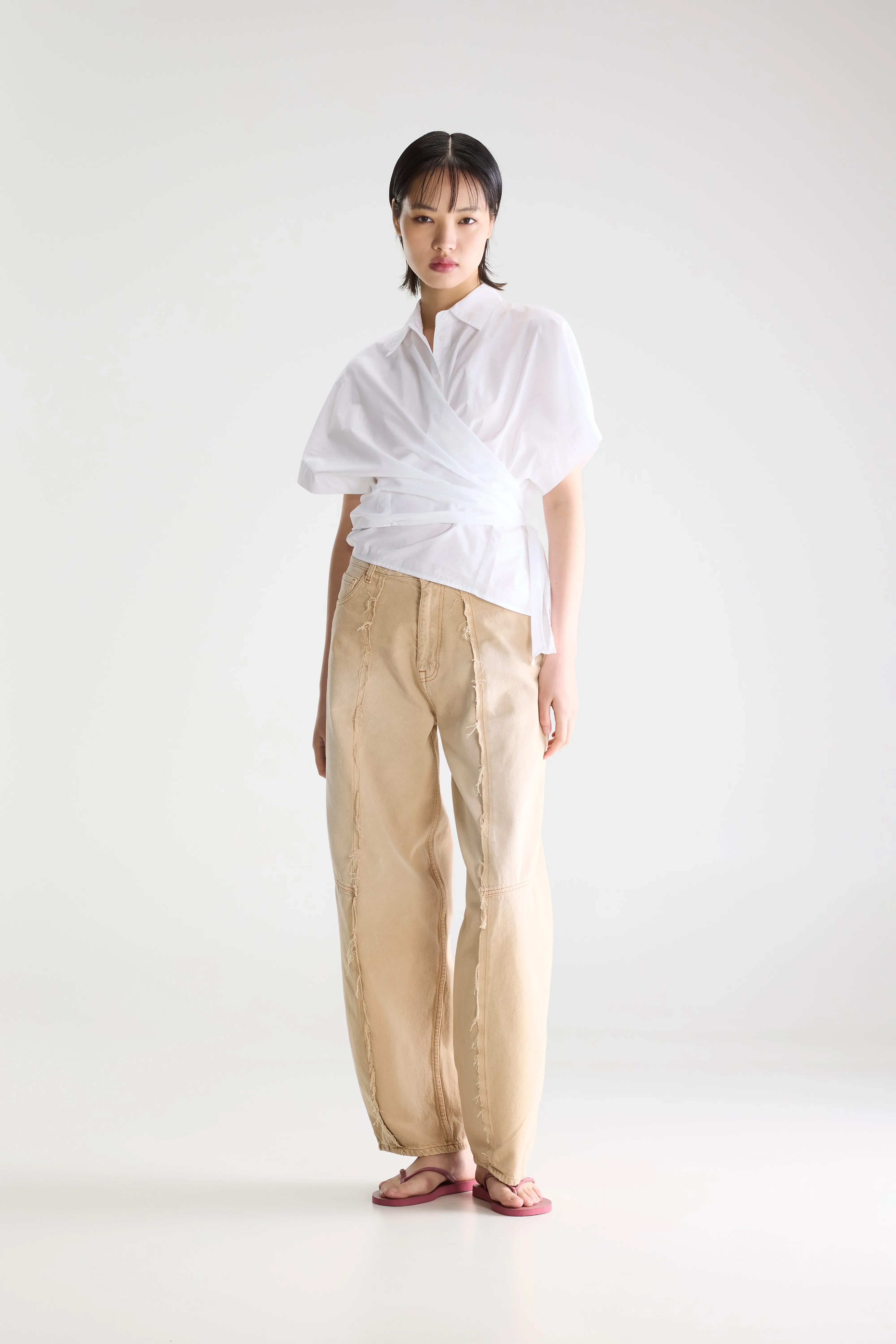 Coral tie-up blouse (261 / W / WHITE) - Image 3