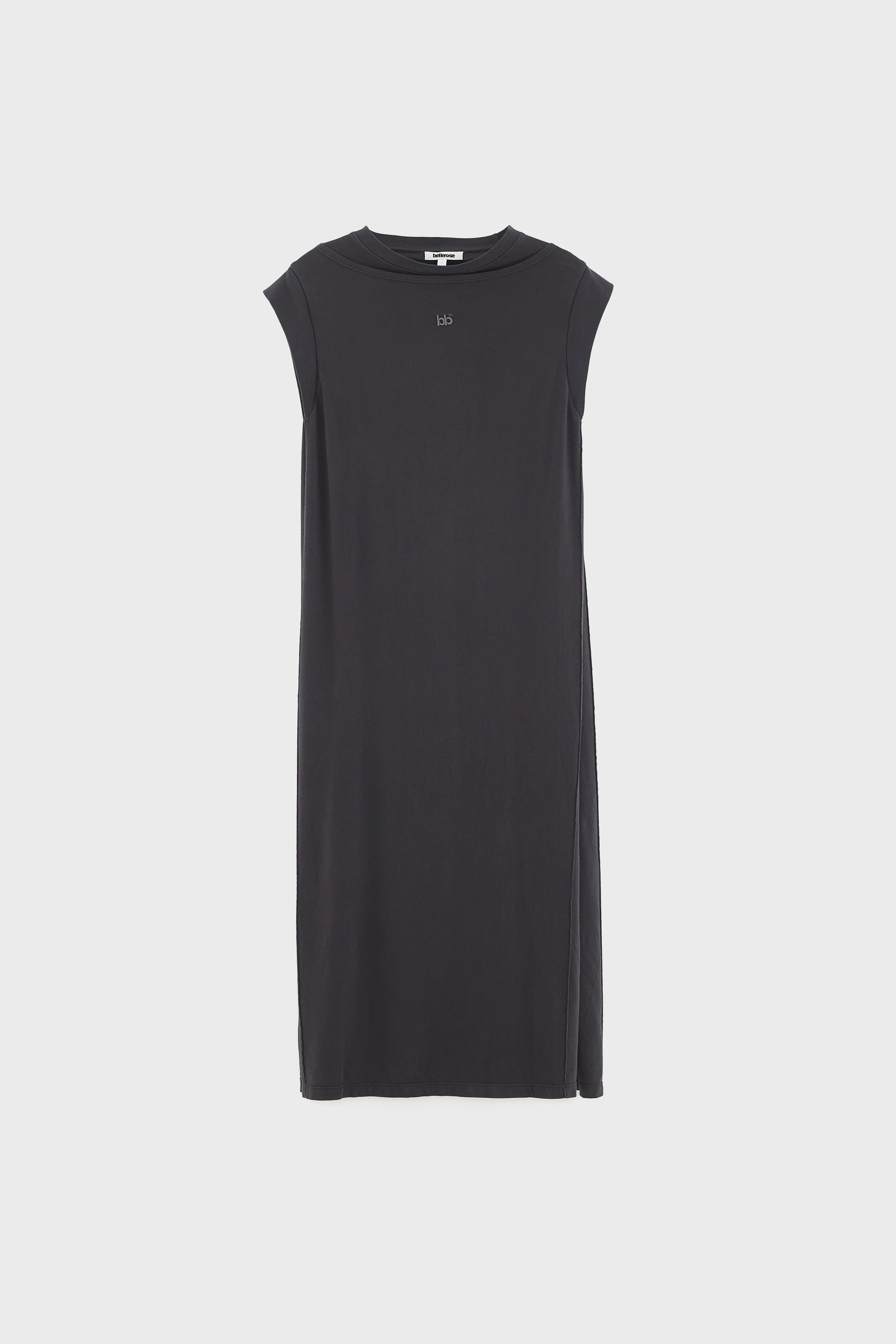 Cling jersey long dress (261 / W / BLACK SAND) - Image 7