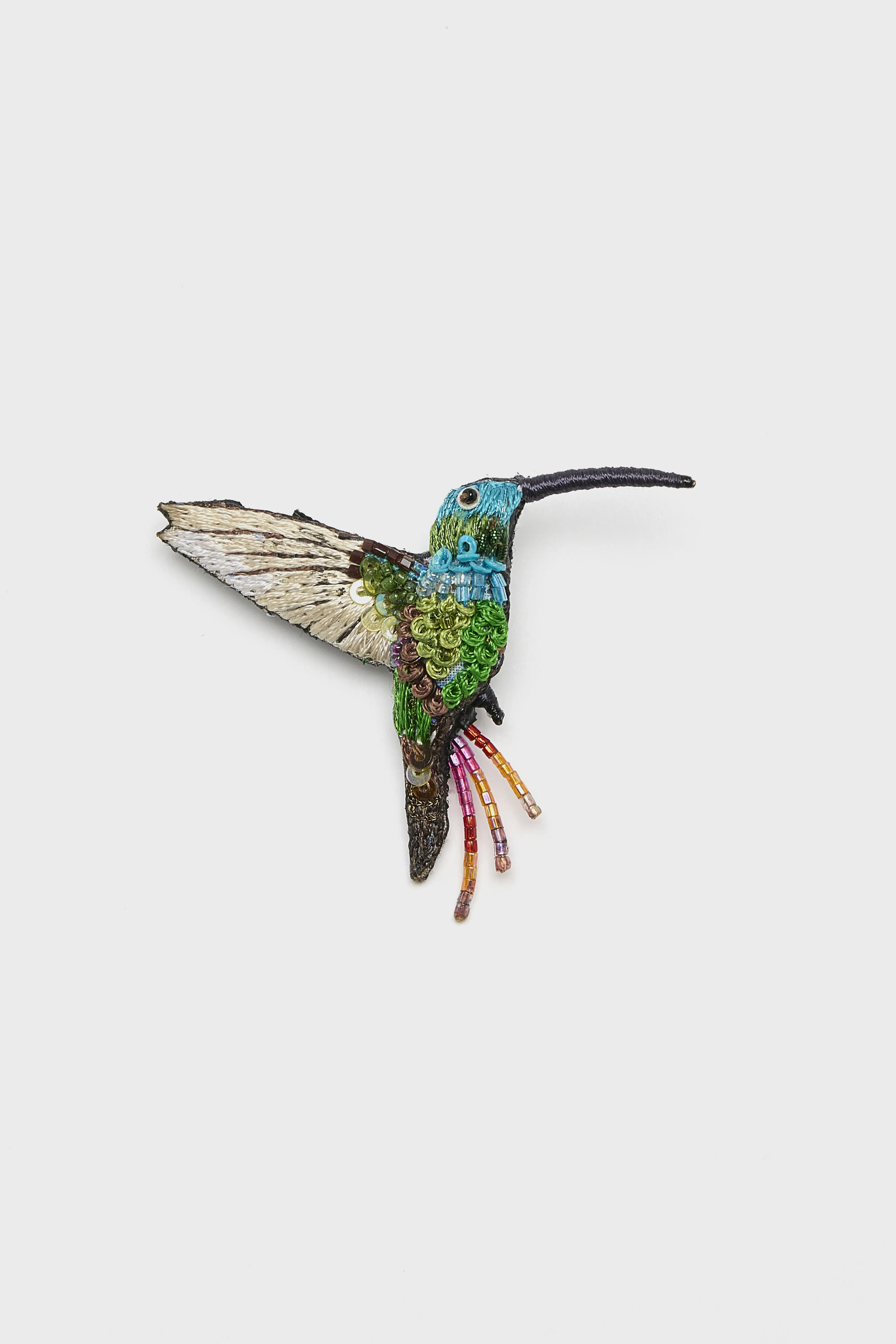 Emerald Chin Hummingbird Brooch Pin  (261 / W / MULTICOLOR) - Image 3