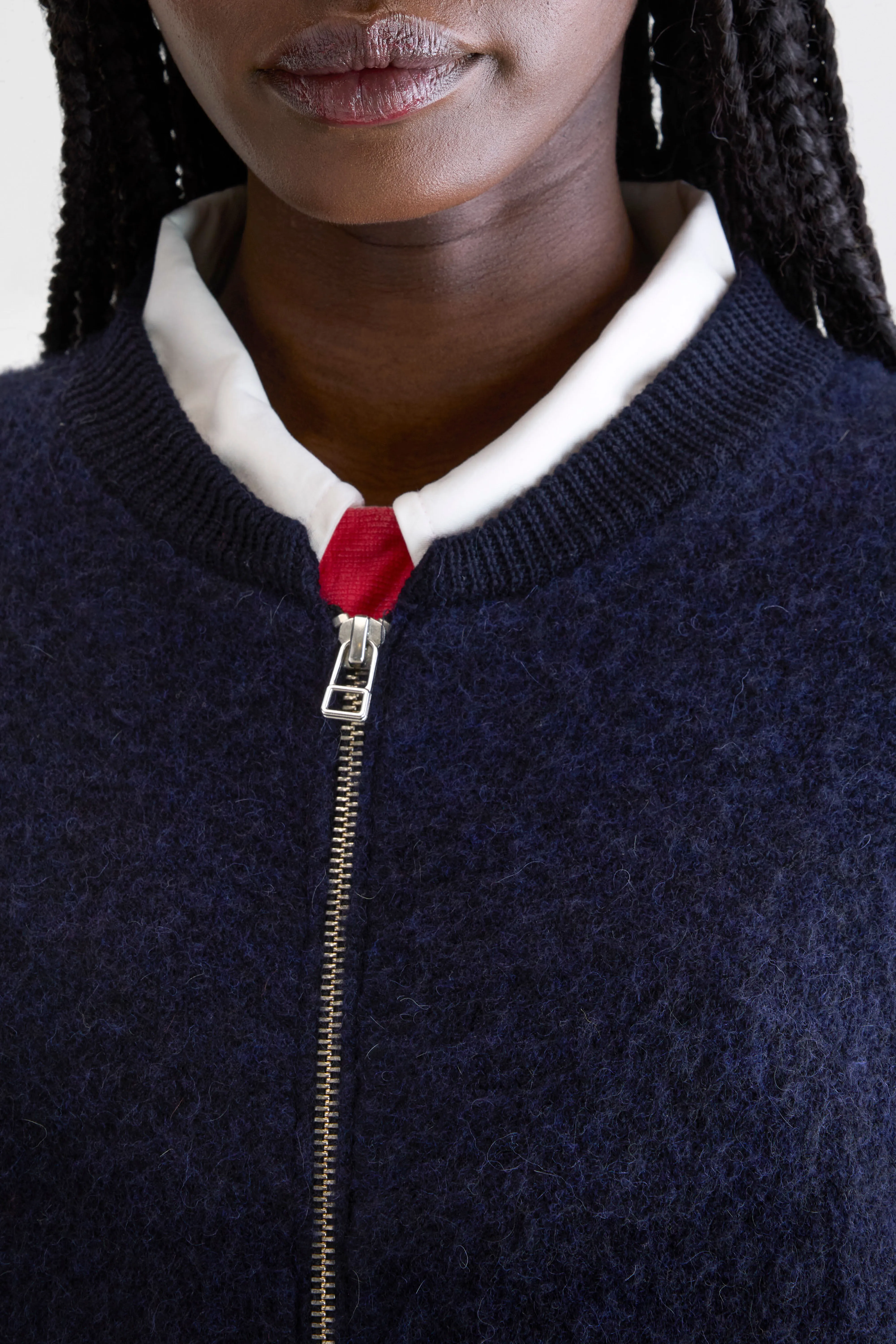 Asedi navy blue zip-up cardigan (252 / W / NAVY) - Image 5