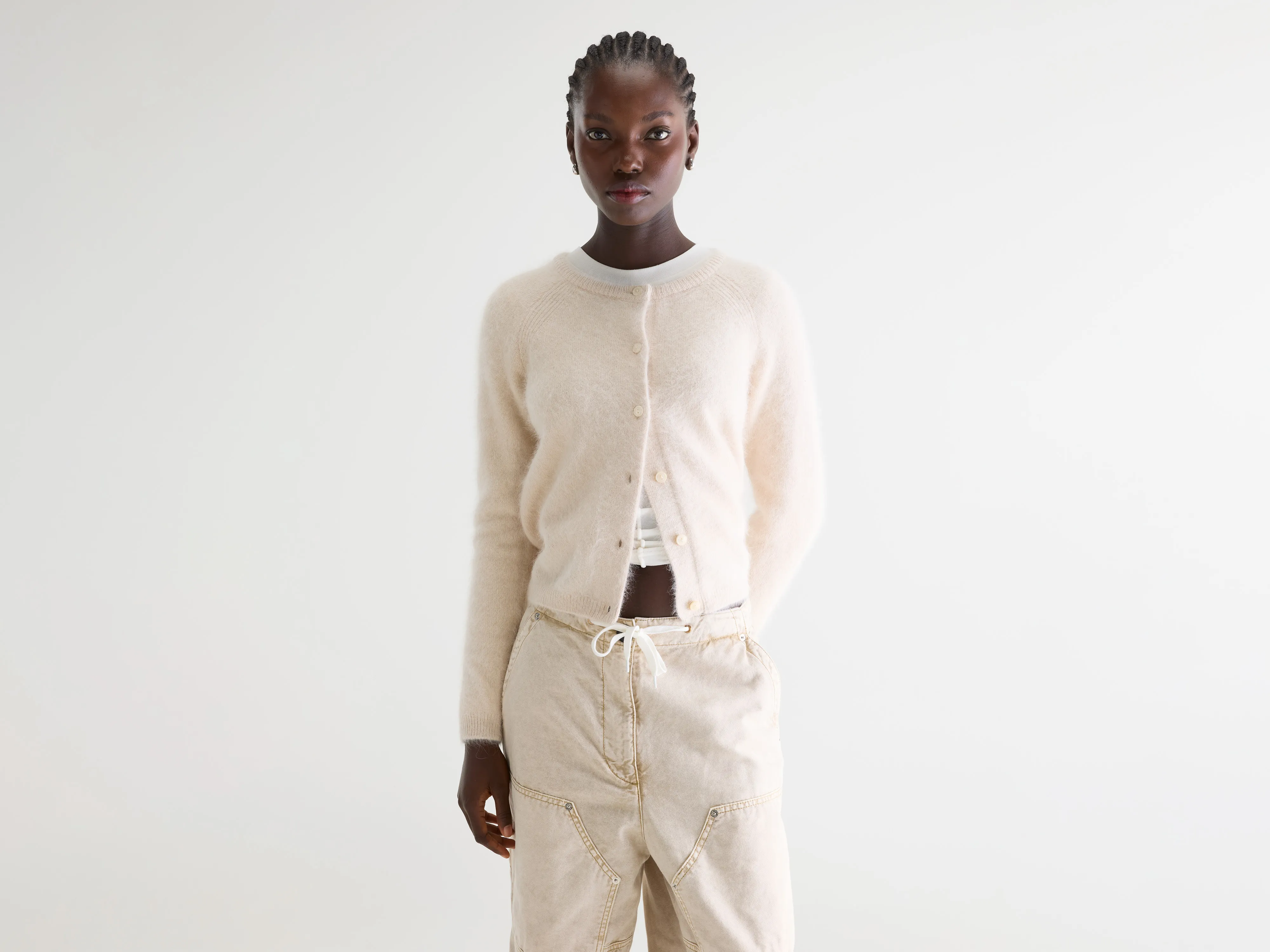 Datair angora-blend ecru cardigan (252 / W / PARCHEMIN)