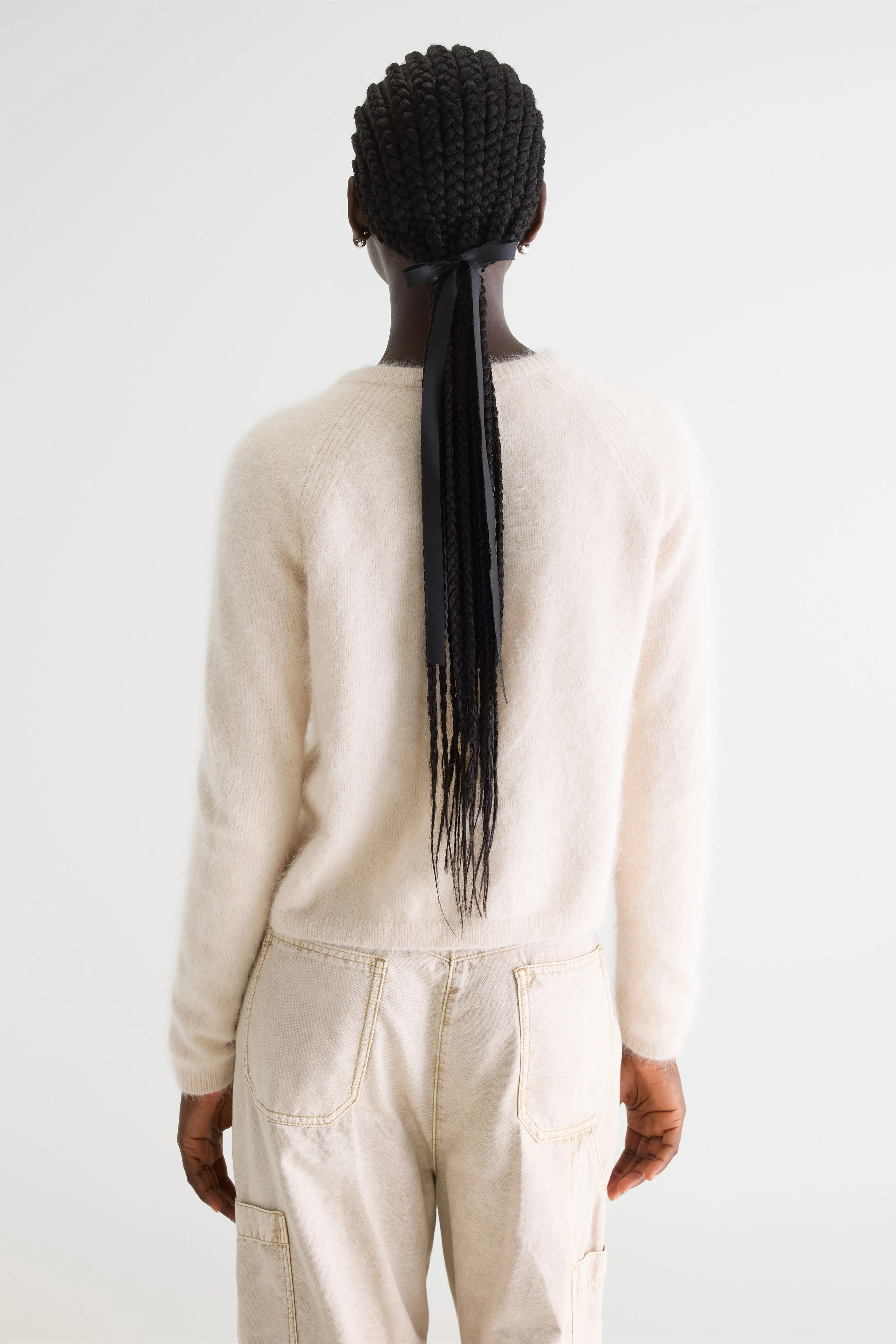 Datair angora-blend ecru cardigan (252 / W / PARCHEMIN) - Image 4