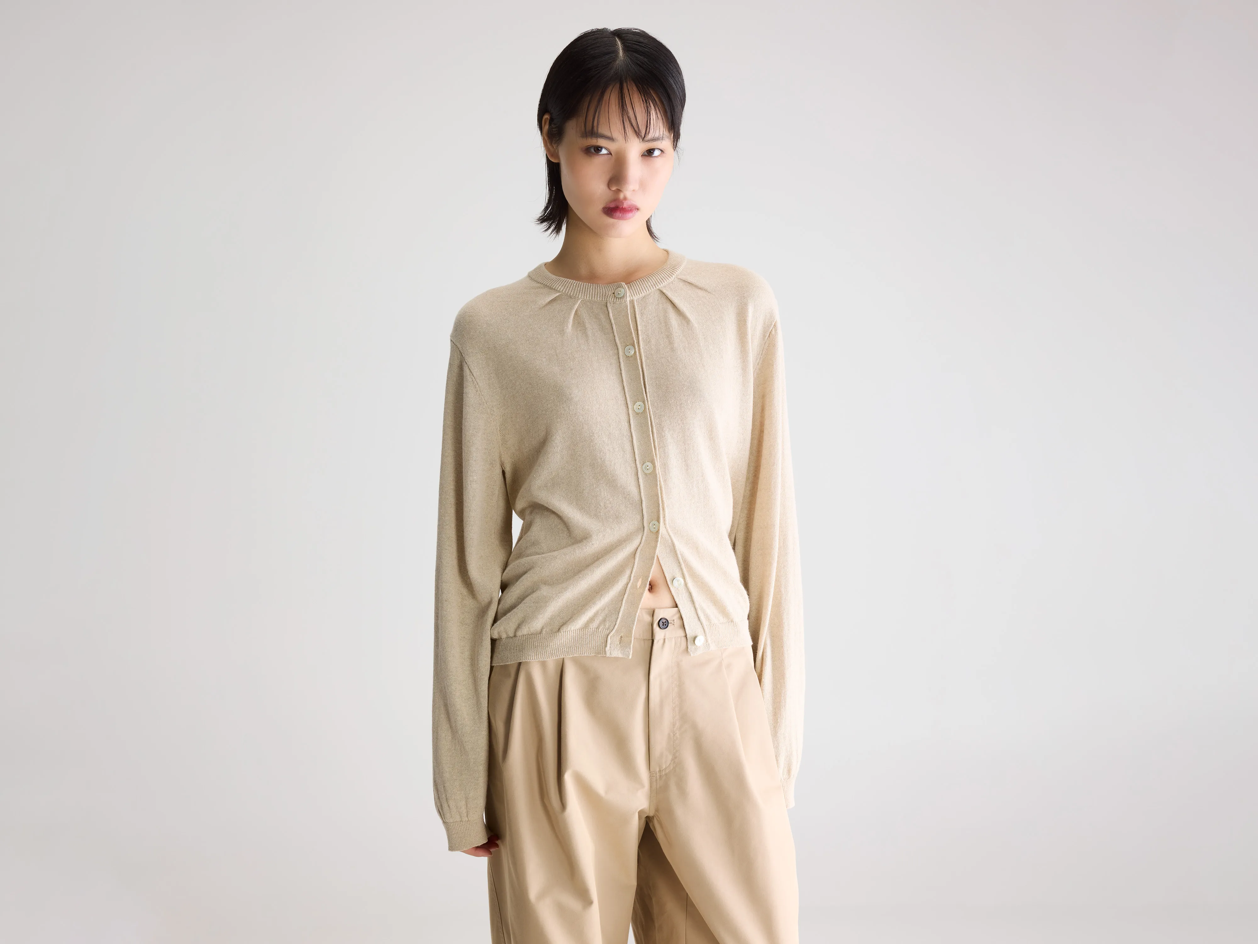 North crewneck cardigan (261 / W / OATMEAL)