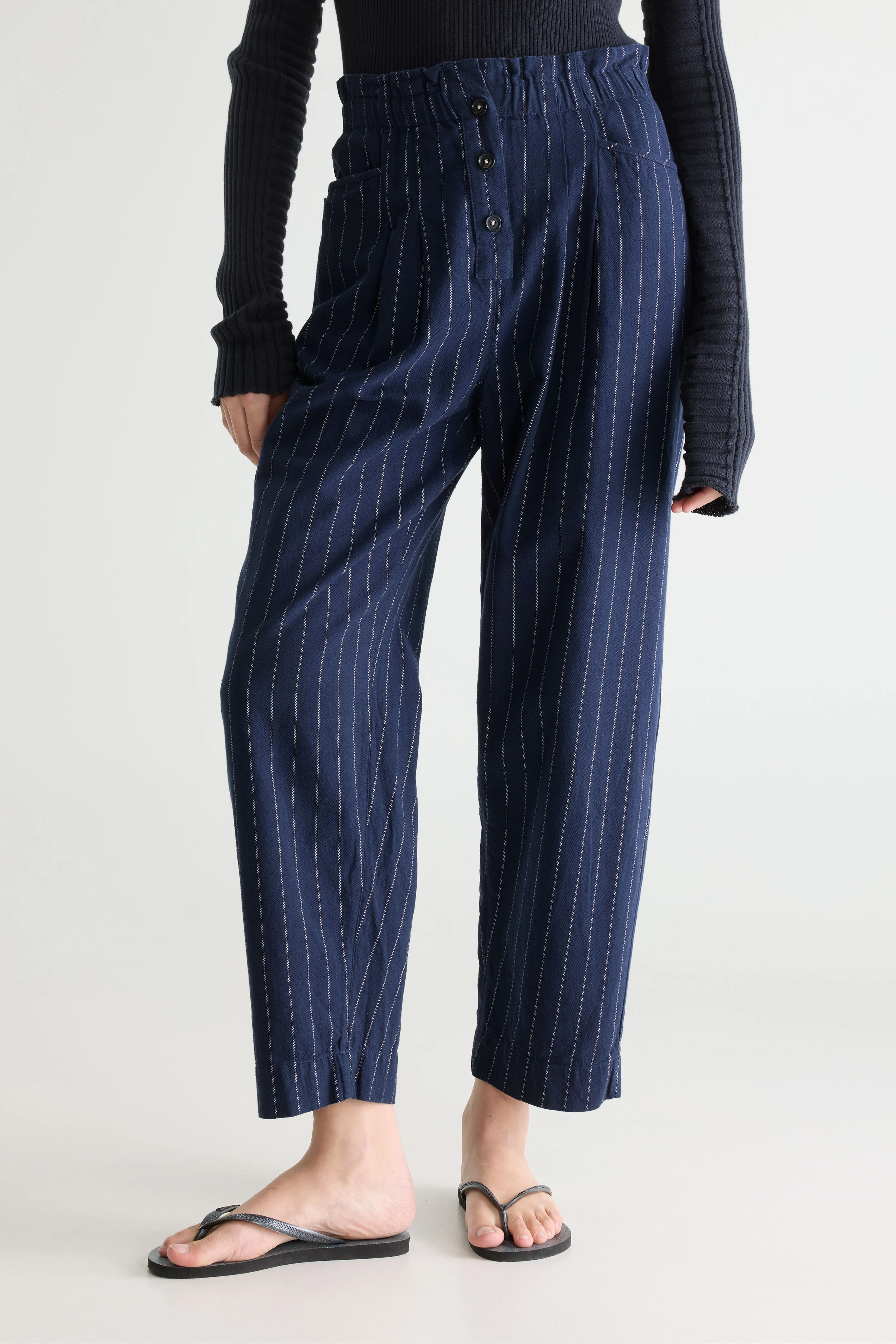 Lilo paperbag navy trousers (252 / W / STRIPE A) - Image 3