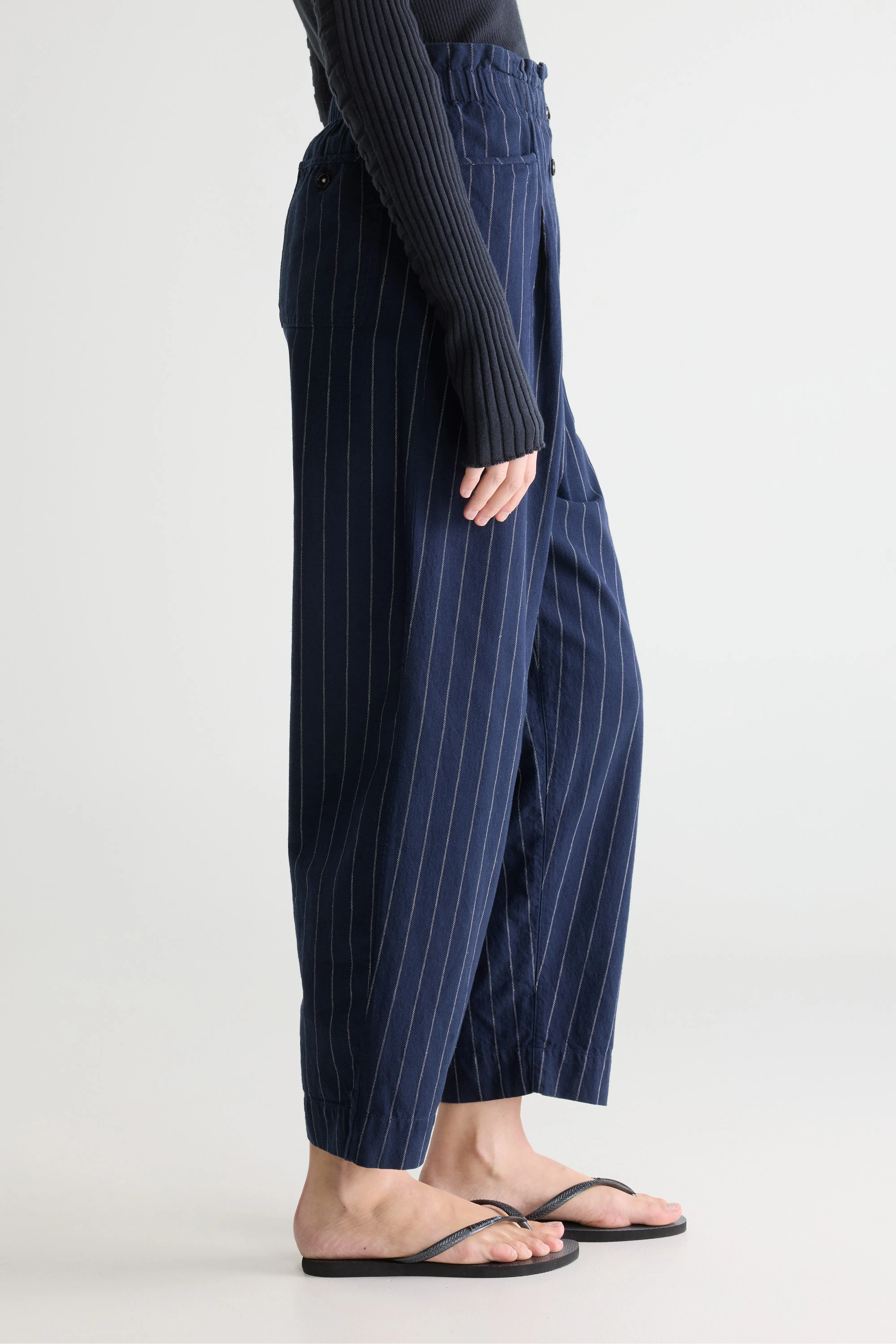 Lilo paperbag navy trousers (252 / W / STRIPE A) - Image 5