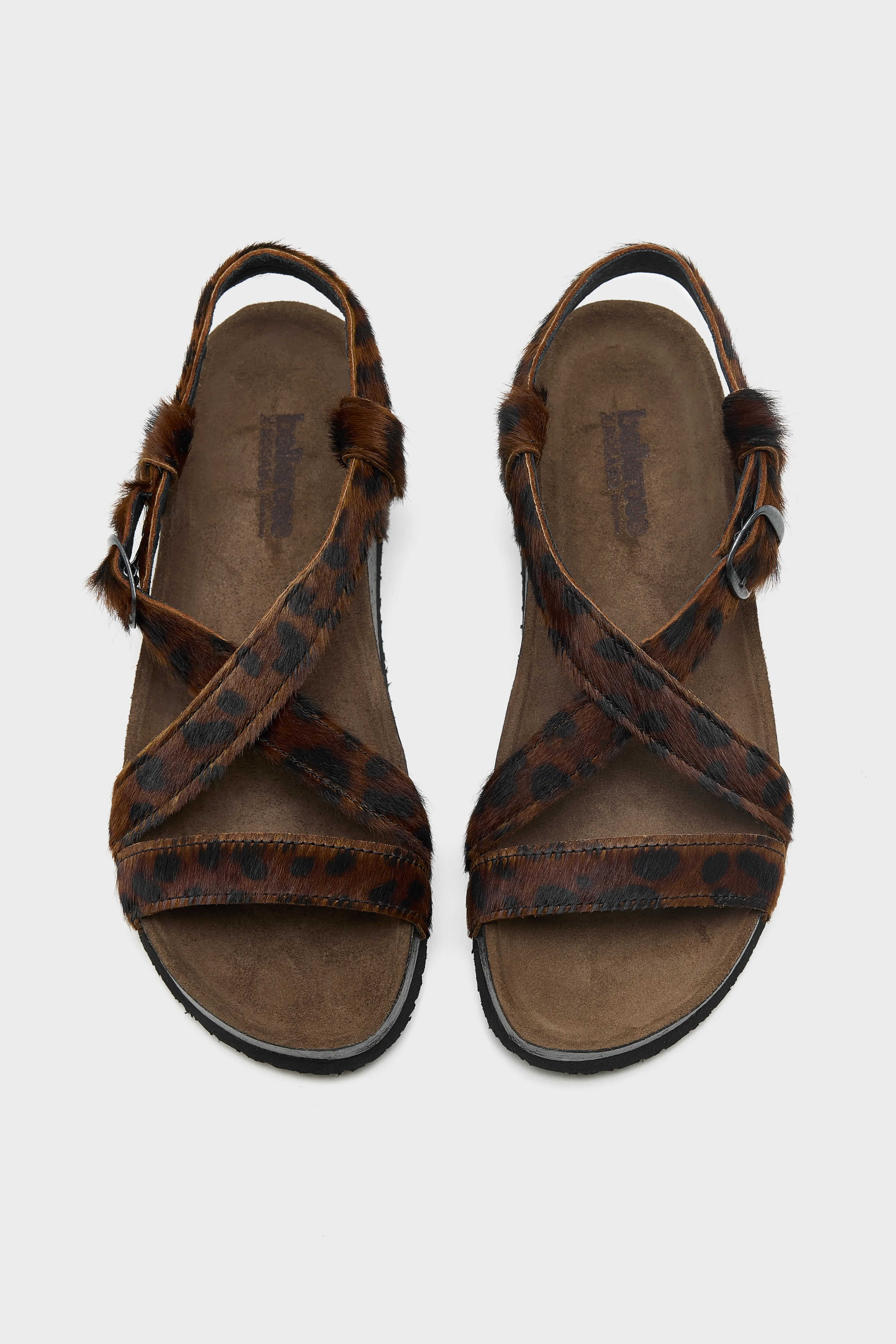 Cheetah Ponyhair Cross Strap Sandals (261 / W / BROWN) - Image 4