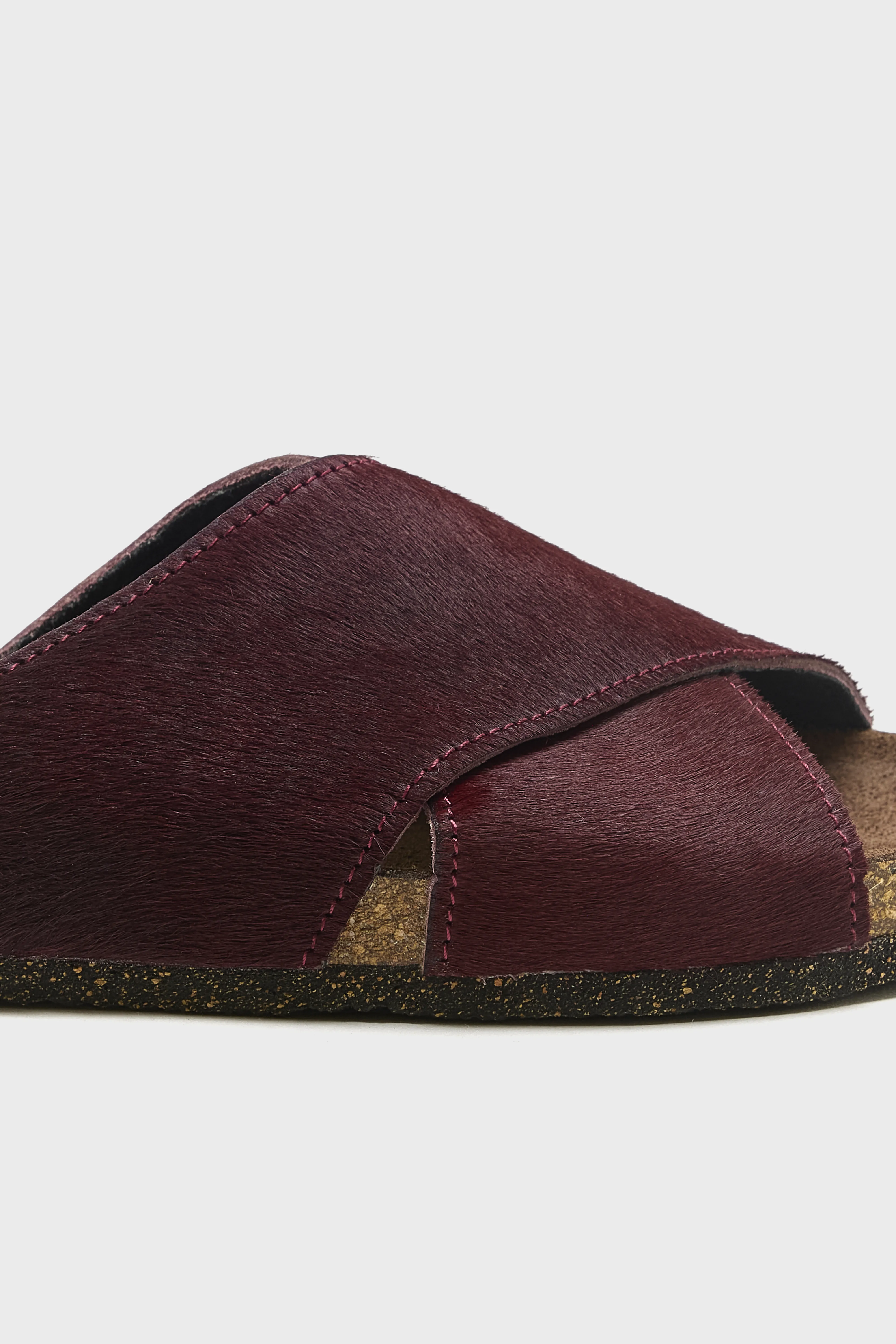 Bordeaux Ponyhair Cross Sandals (261 / W / BORDEAUX) - Image 5