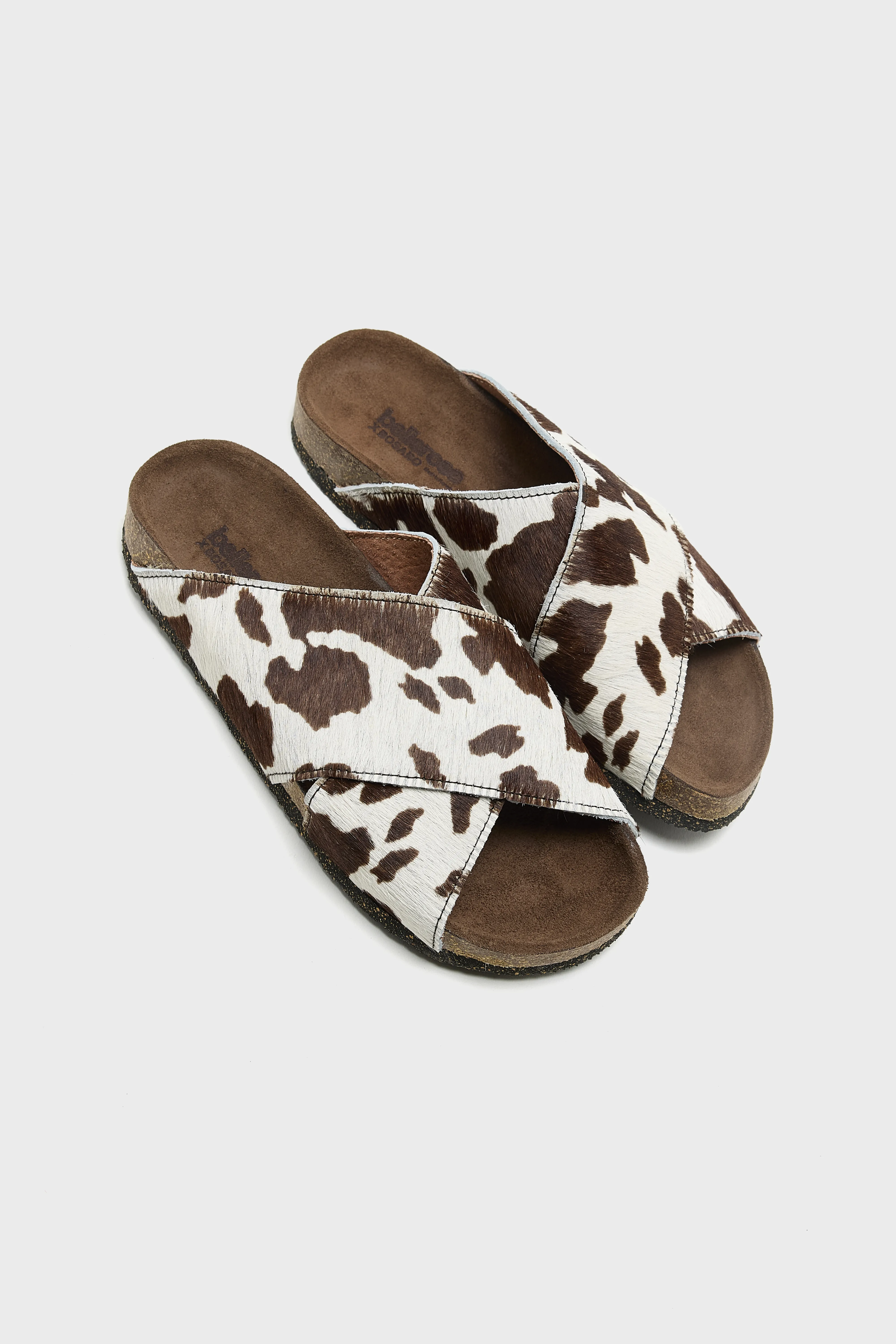 Cowprint Ponyhair Cross Sandals (261 / W / BROWN) - Image 7