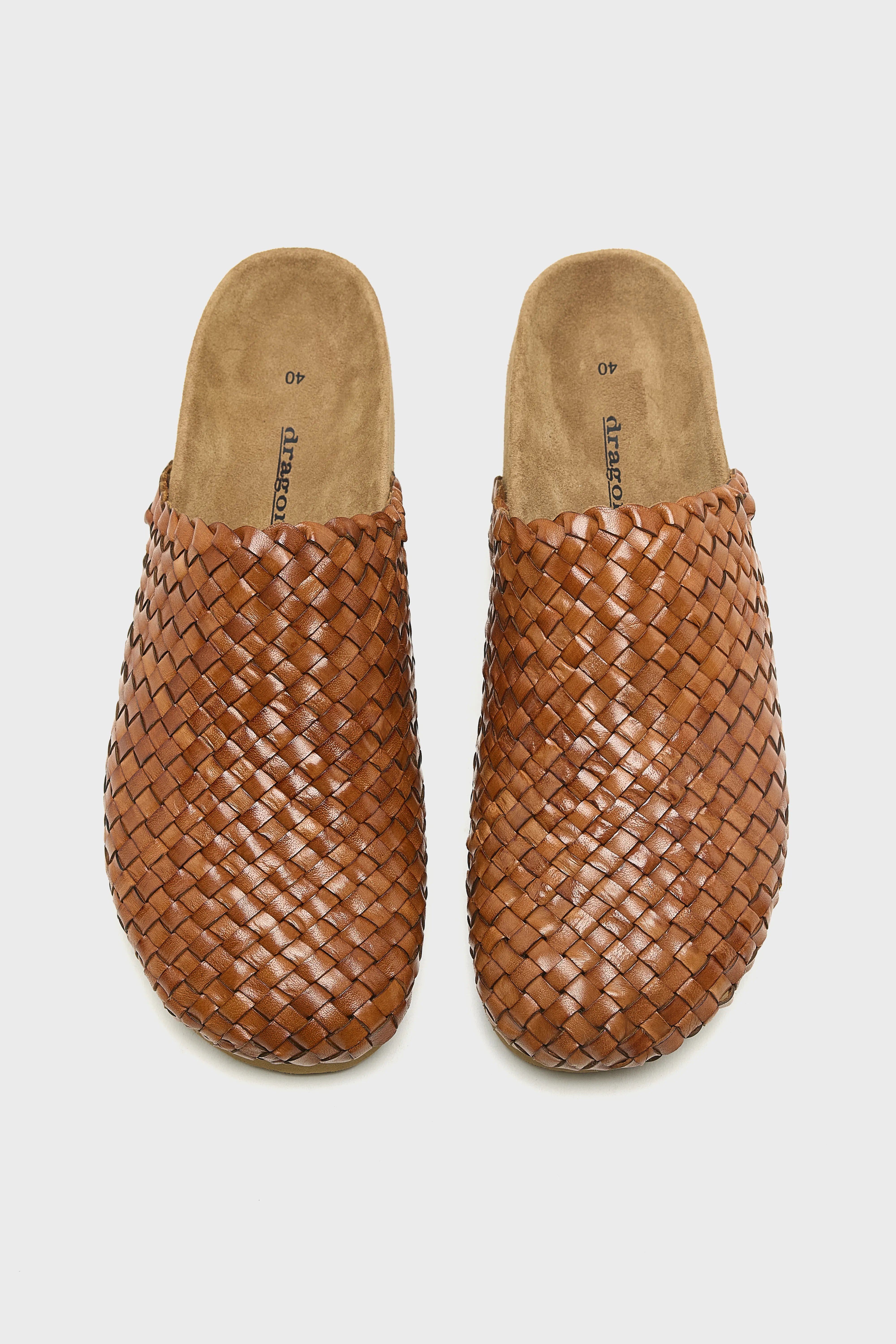 Woven Leather Mule Sandals (261 / W / BROWN) - Image 4