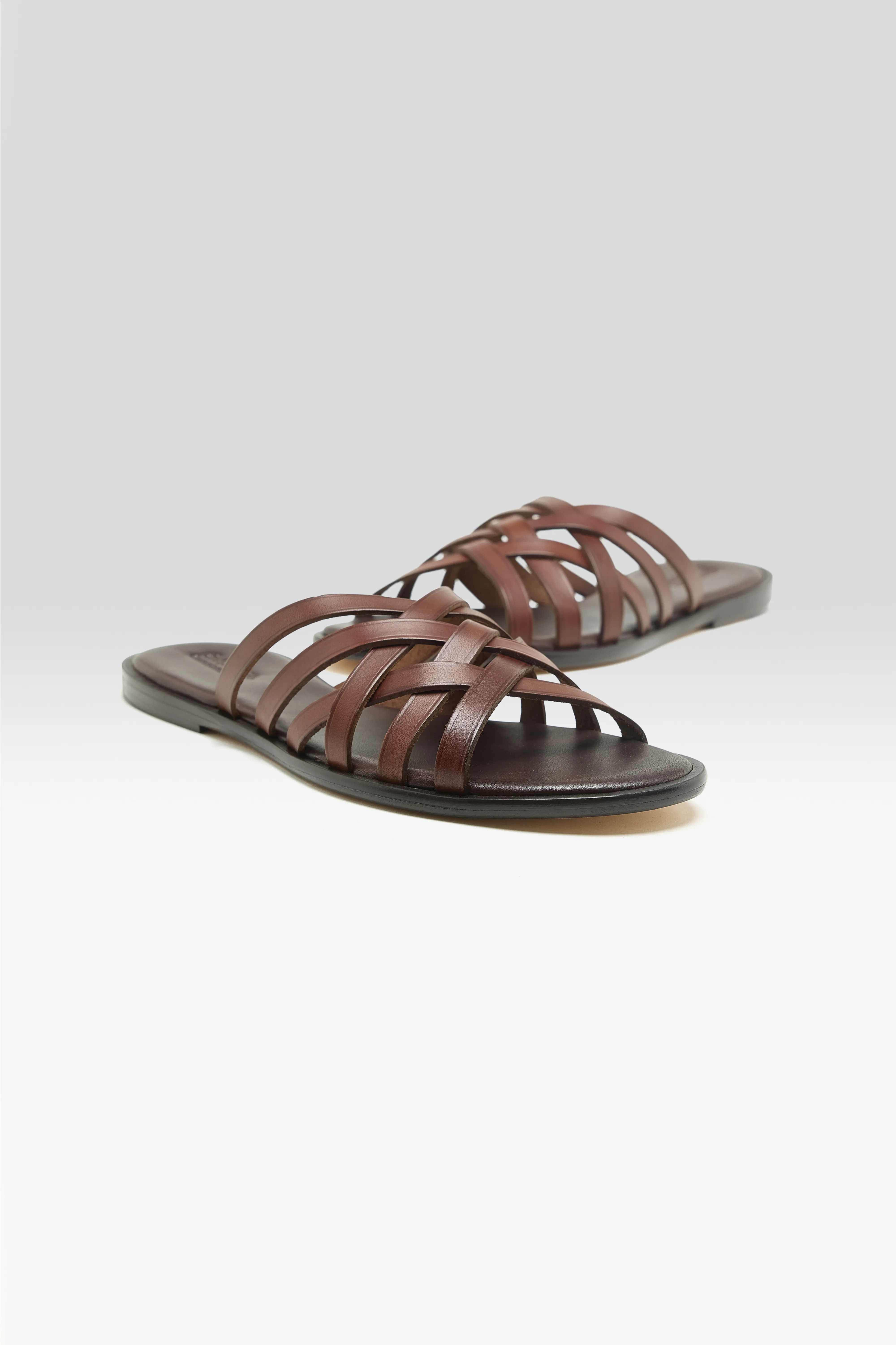Cross Leather Sandals  (261 / W / DARK BROWN) - Image 3