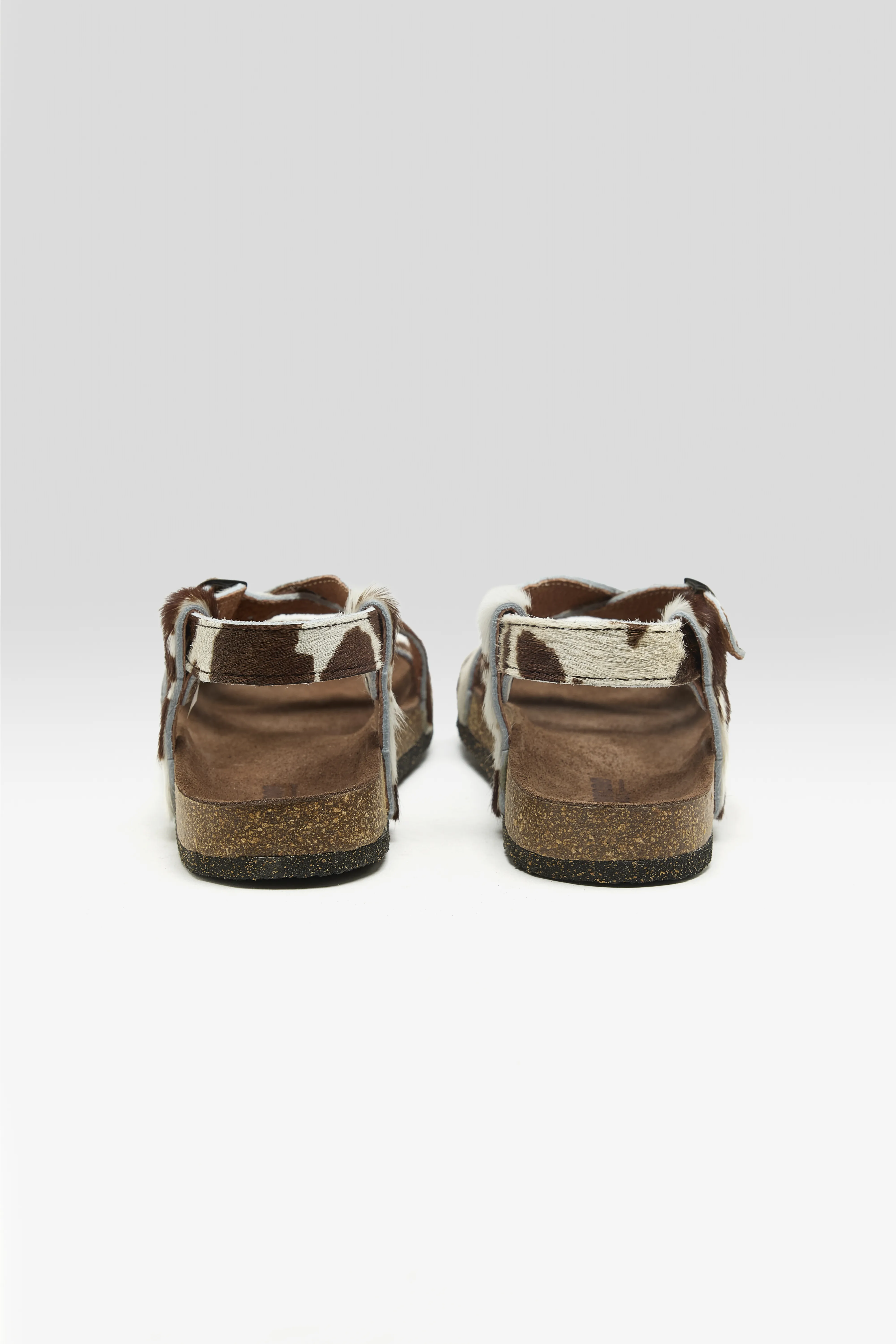 Cowprint Ponyhair Cross Strap Sandals (261 / W / WHITE) - Image 6