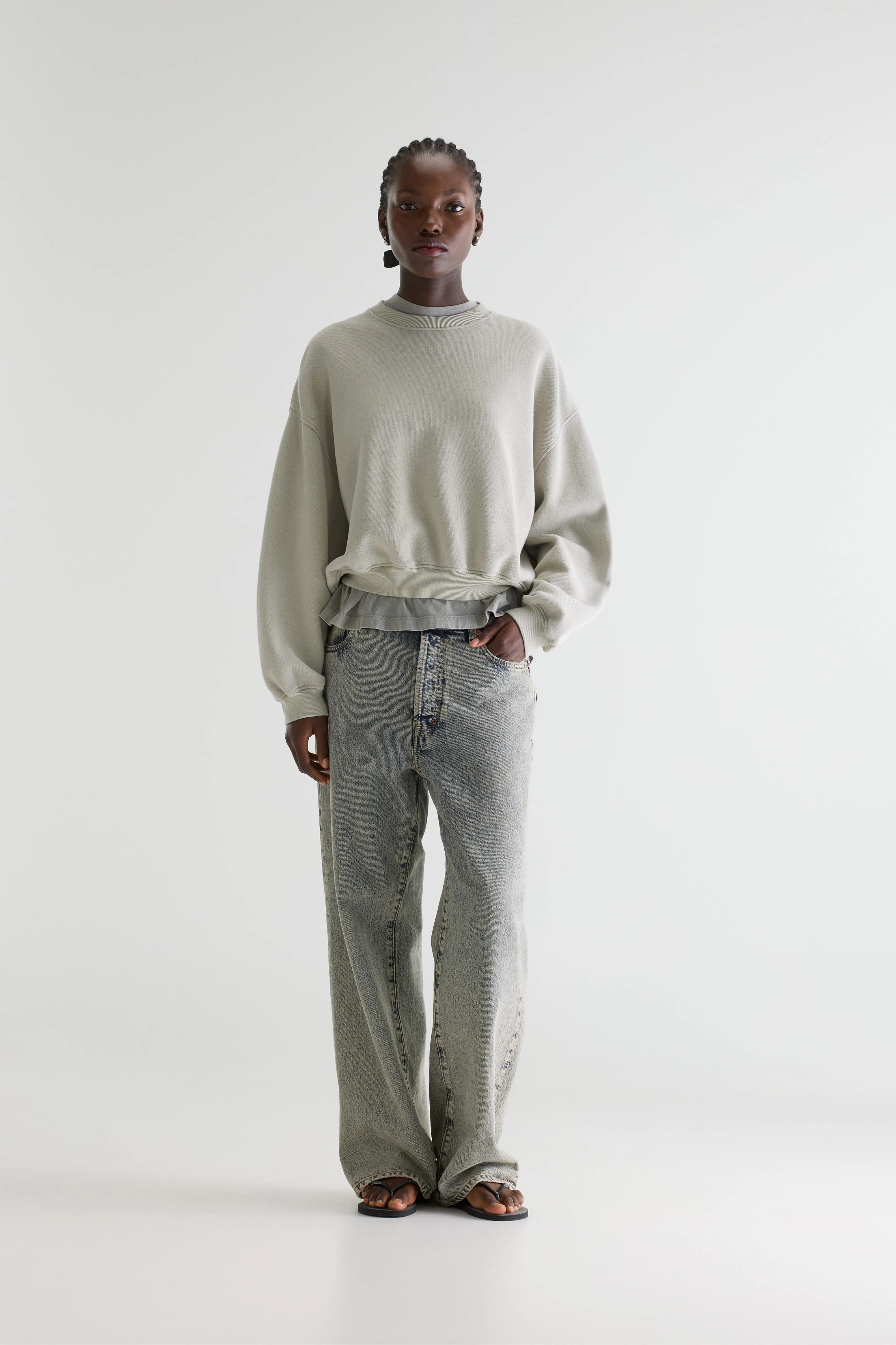Fancy cropped crewneck sweatshirt (261 / W / JADEITE) - Image 3